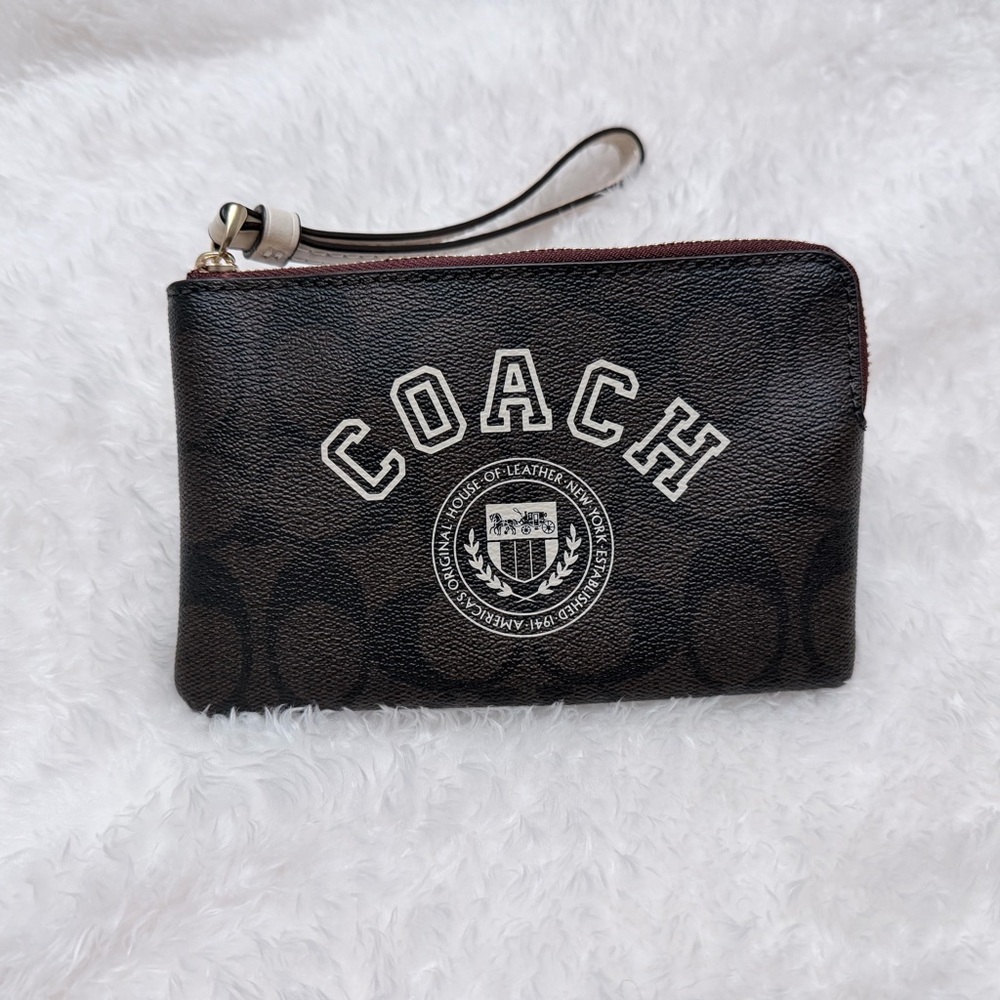 Coach Brown and Black Logo Wristlet